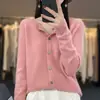 Nuevo cárdigan de lana para otoño e invierno, cuello redondo para mujer, suéter de manga larga, suéter de alta gama, abrigo versátil, prêt-à-porter de primera línea