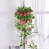 Planta Artificial de Simulação Transfronteiriça Flor de Glória da Manhã Parede de Flores de Glória da Manhã Pendurada Decoração de Sala de Estar Decoração de Planta Verde de Plástico Orquídea Aranha Cesta Suspensa