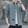 Camisa de Trabajo Ligera de Manga Tres Cuartos, Camisa Casual de Media Manga, Top Ligero Versátil de Manga Corta para Hombre