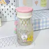 Copo de Água de Gatinho Fofo para Estudantes Meninas, Portátil, à Prova de Quedas, com Infusor de Chá, Copo com Canudo, Aparência Bonita, Coração de Menina, Copo de Plástico com Dupla Bebida