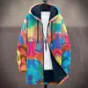 Chaqueta de Invierno Transfronteriza para Hombre con Forro de Felpa Estampado, Engrosada, Cortavientos, Manga Larga, Cremallera, Moda, con Capucha, Corte Holgado