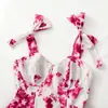 Popular vestido largo de tirantes con estampado floral rosa transfronterizo europeo y americano, entallado en la cintura, adelgazante, elegante, vestido de línea A estilo resort