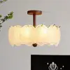 Lámpara de Dormitorio de Lujo Ligero Estilo Crema Concha Perla Lámpara de Habitación Celebridad de Internet Lámpara de Zhongshan Lámpara de Techo Francesa Medieval para Sala de Estar