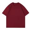 La calidad de la camiseta de color liso de tendencia de tres agujas, 230 gramos de algodón, placa ligera, manga corta, se puede imprimir en dos