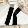 Capa de Meia Tricotada para Primavera e Outono, Aquecedores de Perna Color Block, Capas de Meia de Cano Médio Versáteis e Modernas, Meias Quentes de Lã Largas