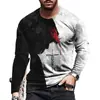 Camiseta casual de manga larga para hombre con estampado digital 3D transfronterizo europeo y americano