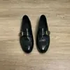 Versión de piel de vaca~zapatos de piel para mujer de tacón grueso estilo británico de piel genuina con hebilla, hechos a mano, planos retro y mocasines para ir al trabajo