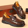 Sapatos Casuais de Couro para Homens, Couro Bovino, Primavera e Outono, Respiráveis, Mocassins Slip-On Formais de Negócios, Sapatos Gorro Tendência para Negócios