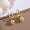 Pendientes de aguja de plata con doble hilera de diamantes y perlas de imitación estilo francés retro para mujer, pequeños y elegantes, de estilo Chanel, ligeros y lujosos, de alta gama.