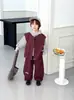Ropa para Niños Rantuo 2026 Nuevo Conjunto de Primavera y Otoño para Niños Chaleco Casual Manga Larga a Rayas Pantalones Largos Conjunto de Tres Piezas Transfronterizo