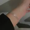 Pulsera de Plata Lisa para Mujer, Simple y Genial, Estilo Ins Neutro, Joyería de Mano Versátil y de Moda, Diseño de Nicho, Lujo Accesible y Alta Moda