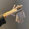 Guantes rojos con pantalla táctil para mujer, de invierno, bonitos guantes de punto de dos dedos para amantes del ciclismo, cálidos y suaves para estudiantes.