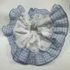 Goma de Pelo Azul a Cuadros Coreana con Lazo para Niñas, Bola Dulce para el Cabello, Cuerda para el Cabello de Lunares, Accesorio para Cola de Caballo para Mujeres