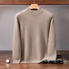 Suéter de Cachemira Suave de Doble Hilo Color Sólido para Hombre Cuello Medio Alto Tejido Cálido Capa Base Estilo Casual