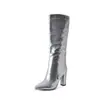 Novas Botas de Salto Alto Apontadas com Lantejoulas e Salto Grosso 2026, Botas de Equitação de Salto Ultra-Alto, Botas Arredondadas da Moda, Botas Amassadas, Botas de Exportação