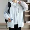 Chaqueta con capucha de seda helada de tacto frío para hombre talla grande, protección solar de verano casual, ligera, holgada, para exteriores