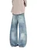 Roupas Masculinas Fengshe / Jeans Reto Solto Tendência Casual Perna Larga Gato Olho Retro Americano para Homens e Mulheres
