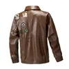 Chaqueta de Cuero para Hombre Estilo Retro Americano, Tendencia Primavera y Otoño, Holgada, Casual, Fresca, Biker, Abrigo Cortavientos