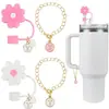 (2+2) Cubierta de Popote de Flor para Accesorios de Taza Stanley 10 mm Silicona Reutilizable