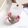 Accesorios Coreanos para el Cabello de Bebé Otoño/Invierno Cuadros Lazo de Frijol Botón de Tela Paquete de Tarjetas de 2 Piezas Ligas para el Cabello de Niños Bandas Elásticas Ligas para el Cabello de Estrella