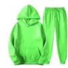 Conjunto de moletom casual de 2 peças com capuz + calça, cor sólida, novo para outono e inverno, com veludo, solto. Venda por atacado