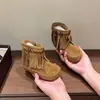 Botines cortos con flecos estilo popular de celebridad de internet para niños y niñas, botines Martin retro, nuevo estilo otoño e invierno, suela suave, botas de cuero estilo étnico, de moda