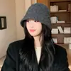 Sombrero de pescador de punto con patrón de rombos estilo coreano para mujer, adecuado para otoño e invierno, versátil y fácil de combinar, hace que la cara se vea más pequeña, sombrero de pescador de punto