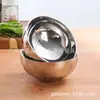 Tazón Brillante de Acero Inoxidable de Doble Capa Tazón Aislado Tazón Anti-Escaldaduras y Anti-Caídas para Niños de Jardín de Niños Tazón para Comer de Uso Doméstico Tazón para Sopa de Comedor