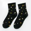 Calcetines Mujer Primavera Nuevo Estilo Coreano Versátil Dibujos Animados Algodón Caña Media Seda Brillante Estrella Calcetines Mujer Moda Tendencia Urbana
