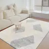 Tapete Simples de Veludo Cristal para Mesa de Centro para Uso Doméstico, Carpete Moderno para Sala de Estar, Sensação de Luxo Leve de Alta Qualidade, Tapete de Quarto ao Lado da Cama com Design Linear