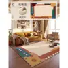 Tapete Sala de Estar Cor Dopamina Patchwork Estilo Étnico Retrô Tapete de Chão Quarto Impermeável Sem Lavagem Limpável Tapete Transfronteiriço