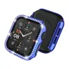 Funda galvanizada de una sola fila con incrustaciones de diamantes para Apple Watch Series 10, funda protectora integrada de un solo diamante