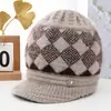 Gorro de Invierno para Mujeres de Mediana Edad y Mayores Abuela Mamá Persona Mayor Gorro Cálido Más Terciopelo Protección contra el Frío Lana Gorro de Punto para Señora Mayor