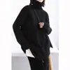 Suéter de punto de cuello alto de manga larga de lana pura para mujer, nuevo suéter base acanalado de ajuste slim para otoño e invierno