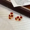 Moderna Colección de Pendientes Retro de Lujo Ligero Rojo Ancola con Gota de Aceite, Pendientes Versátiles Simples para el Uso Diario para Mujeres