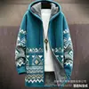 Cárdigan con capucha y cremallera de corte holgado para hombre con estampado a todo color de nuevo elemento azteca, chaqueta de algodón, DIY desde la imagen