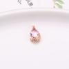Colgante de cristal en forma de lágrima con pétalo de flor de ciruelo con borde de cobre para pulsera pendientes DIY collar con borla de diamante de color joyería