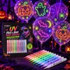 12 Cores Canetas de Pintura Fluorescente UV Brilham na Luz Negra Marcadores Halloween Festa DIY Pintura Graffiti Conjunto de Canetas