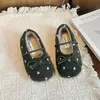 Zapatos de Peluche para Niñas 2026 Otoño/Invierno Nuevo Estilo Lindo Moño Pequeño/Mediano/Grande Mocasines Infantiles Niñas Pequeñas Zapatos de Algodón de Lunares