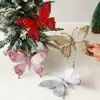 Nueva Decoración Navideña con Purpurina y Diamantes Colgante de Mariposa Artificial Grande Decoración Navideña Colgante para Árbol de Navidad