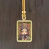 Colgante Mini Pequeño Thangka de Xizang Pintado a Mano Oro Zakilam Pasado y Presente Ocho Patrones Patronales Collar Thangka