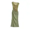 Vestido sexy de un solo hombro fruncido estilo europeo y americano, nuevo vestido de verano ajustado sin hombros bodycon con abertura