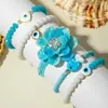 Joyería de Concha Transfronteriza Pulsera Bohemia de Estrella de Mar con Cuentas de Semilla Azul Juego de Pulseras de Cuerda Trenzada de Piña