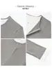 Camiseta Manga Longa Falsa Duas Peças Gola Henley Americana Feminina Outono Nova Slim Fit Camada Interna Base Camada Base Top Estilo Menina Picante