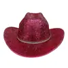 Chapéu de Cowboy Ocidental com Lantejoulas Novo Europeu e Americano Chapéu de Coco para Palco Festa Homens e Mulheres Aba Larga Chapéu de Jazz Dourado Prata Tendência