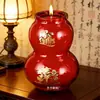 Lámpara de Mantequilla Sin Humo de Vidrio Rojo para Uso Doméstico, un Símbolo Tradicional de Buena Fortuna y Prosperidad, con una Luz de Larga Duración