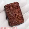 Placa Cuadrada Tallada de Sándalo Rojo de Hoja Pequeña de Zambia Colgante de Relieve Tridimensional de Guan Gong Zhongyi para Hombres y Mujeres Joyería Portátil