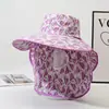 Chapéu Cachecol de Verão Feminino com Aba Larga, Estilo Popular para Trabalhar nos Campos, Chapéu de Proteção Solar, Chapéu de Sol para Praia ao Ar Livre, Chapéu para Colheita de Chá