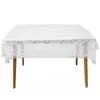 Mantel de Encaje Desechable Rectangular de Alta Gama Impermeable a Prueba de Aceite Engrosado para Fiesta Simple Blanco Transparente