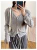 Cárdigan Delgado Suave Ceroso de Seda de Hielo con Protección Solar y Tirantes Blusa de Aire Acondicionado para Mujer Verano 2024 Nuevo Top de Punto de Manga Larga